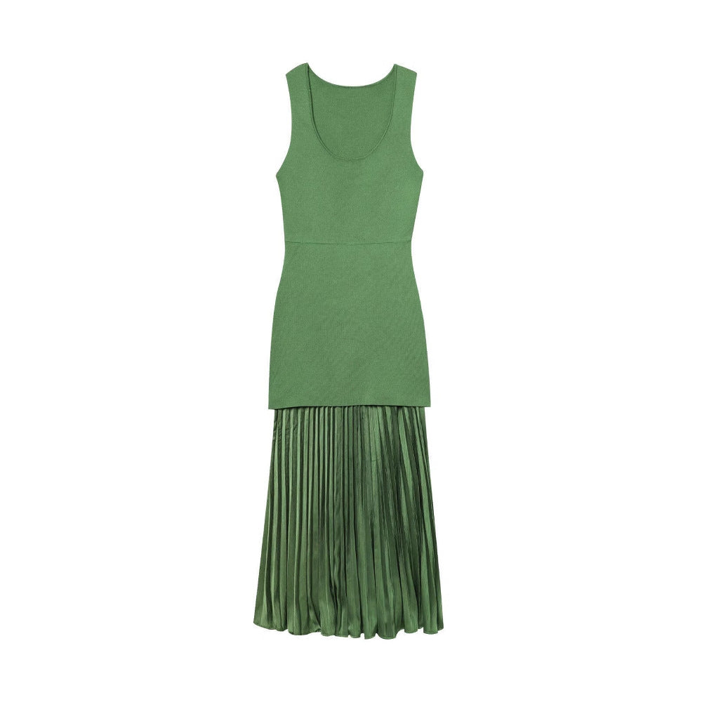 Damen Maxikleid mit plissiertem Rock und körpernahem Oberteil EB
