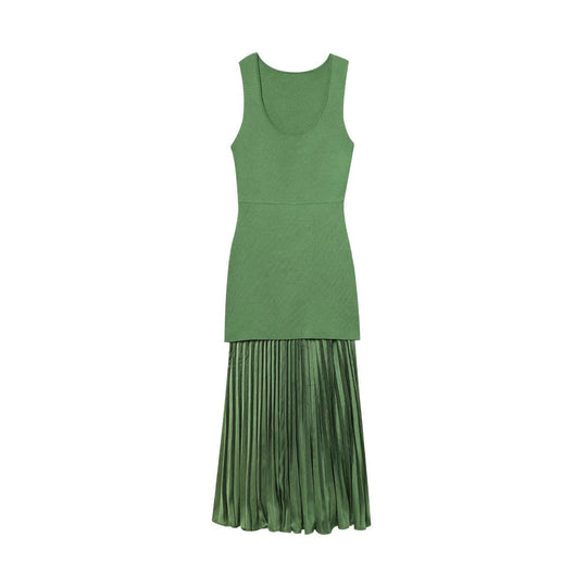 Damen Maxikleid mit plissiertem Rock und körpernahem Oberteil EB