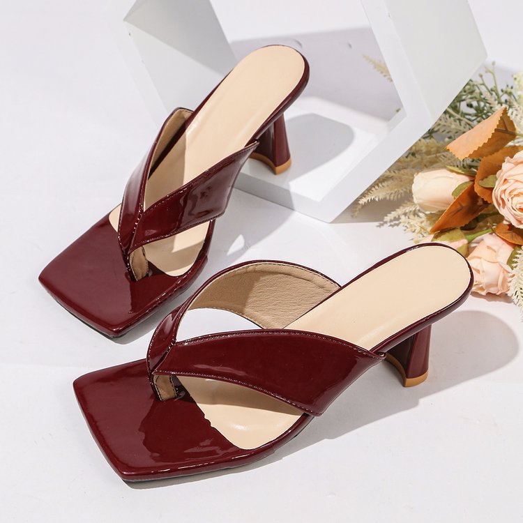 Damen modische Slingback-Pantoletten mit quadratischer Zehenpartie und elegantem Absatz EB