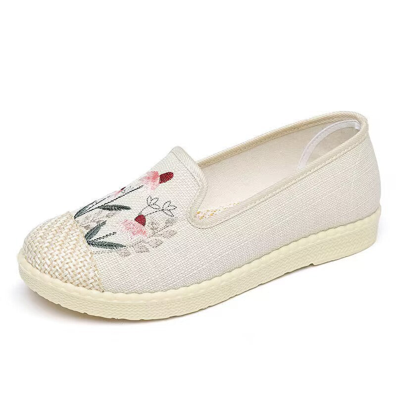 Damen Espadrilles mit floralem Stickdesign und rutschfester Jutesohle EB