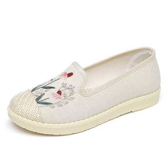 Damen Espadrilles mit floralem Stickdesign und rutschfester Jutesohle EB