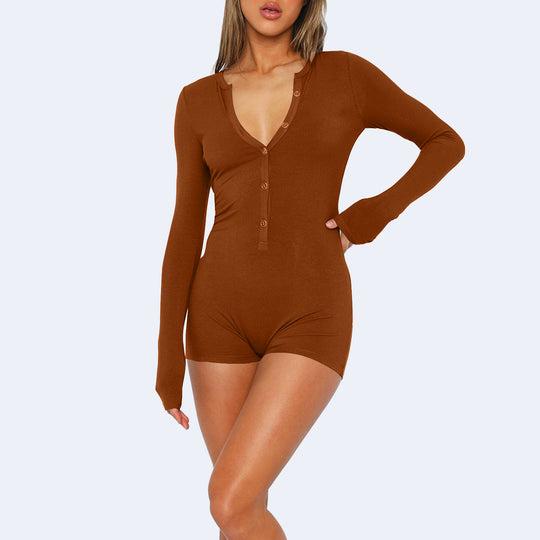 Damen Langarmbody mit Knopfleiste EB