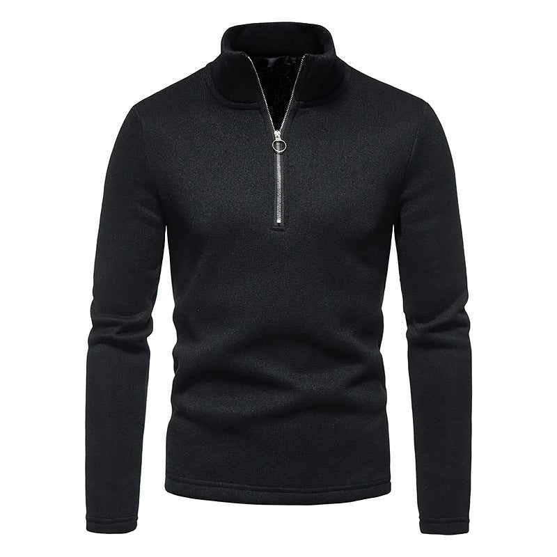 Herren Strickpullover mit modernem Zipper und hohen Kragen EB