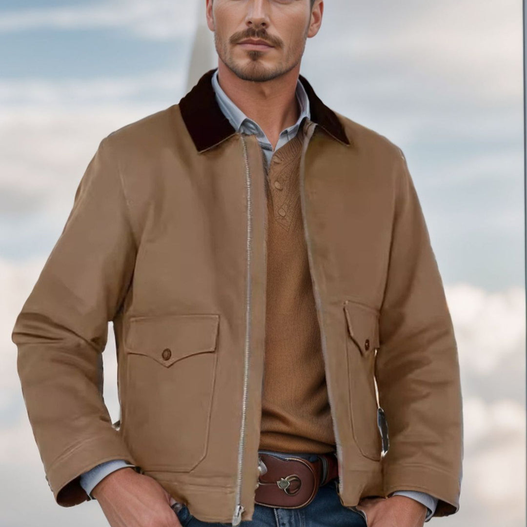 Herren lässige Utility-Jacke mit großzügigen Taschen und gefüttertem Kragen EB