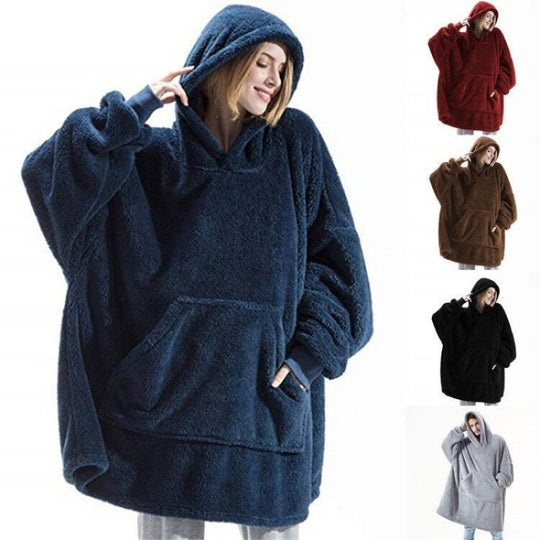 Damen Kuschelige Oversize-Hoodiejacke aus Fleece mit Kängurutasche EB