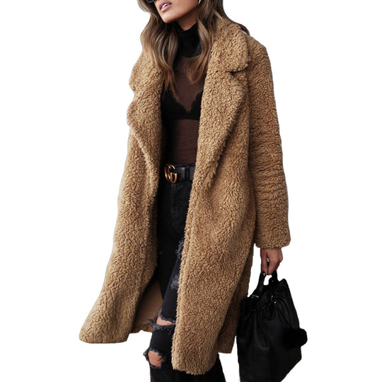 Damen Kuschelige manteau aus Teddy-Fleece EB