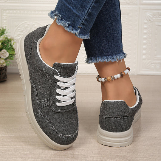 Damen lässige Denim-Sneaker mit gepolstertem Komfortfußbett und profilierter EVA-Laufsohle EB