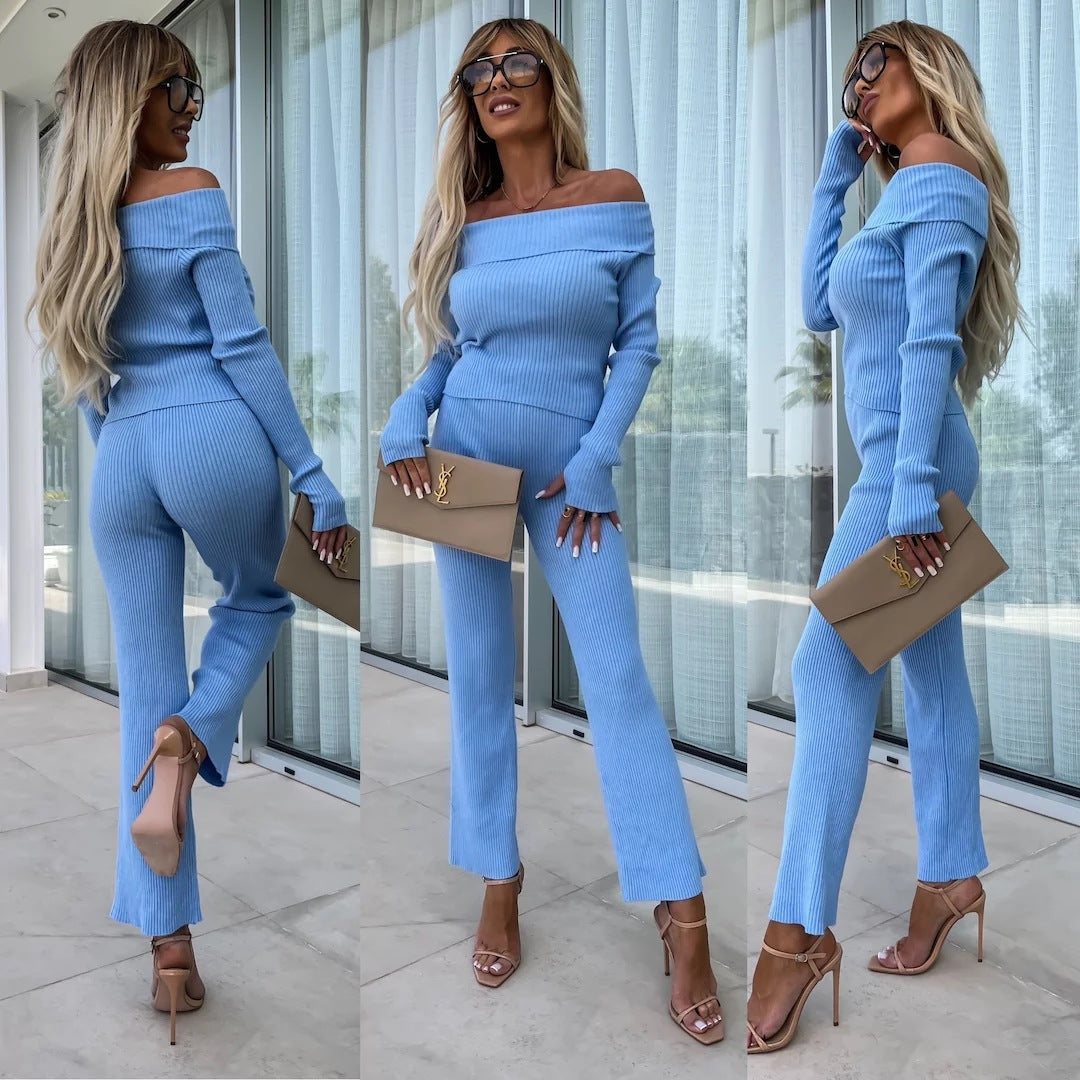 Damen elegantes Jumpsuit mit off-shoulder Design und langem Bein EB