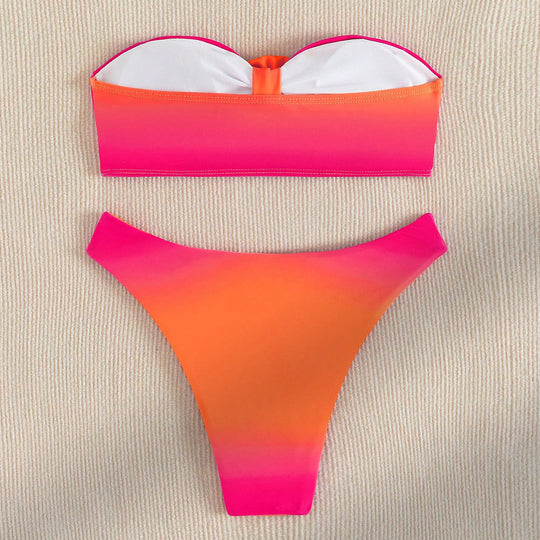 Damen Bandeau-Bikini mit floralem Herzdesign EB