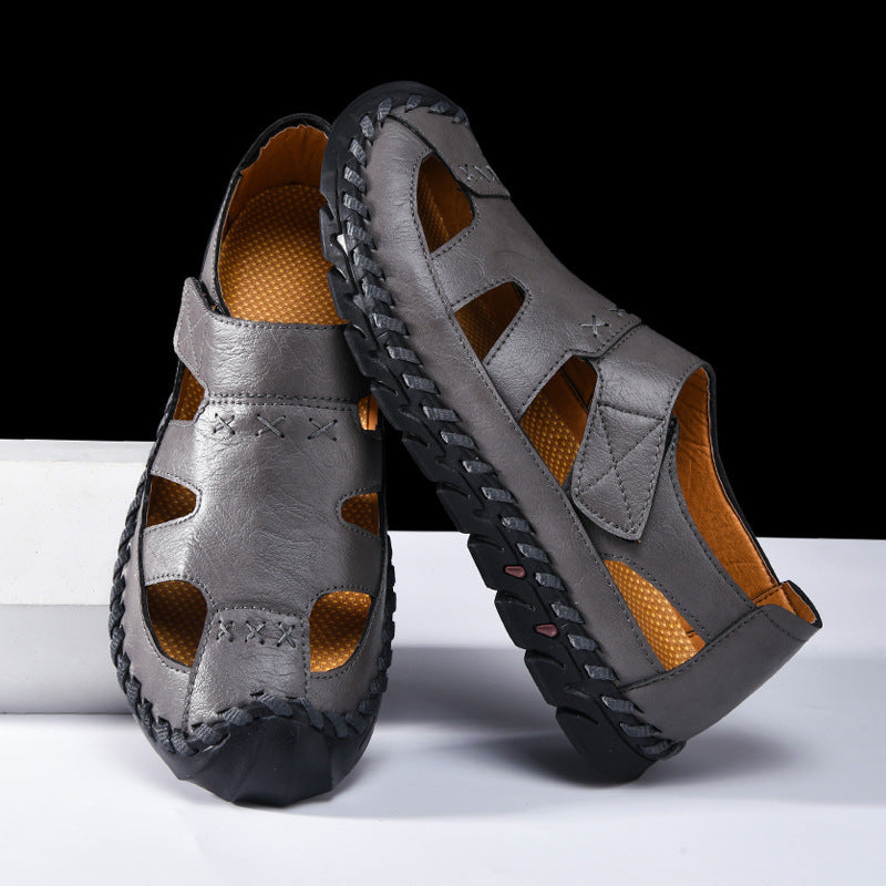Herren Bequeme Leder-Sandalen mit luftiger Belüftung EB