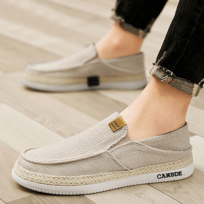 Damen Bequeme Slip-On Freizeitschuhe mit Strohborten und atmungsaktivem Obermaterial EB