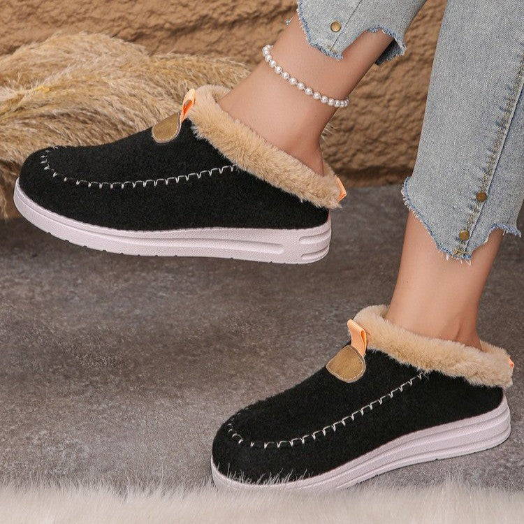 Damen Fluffy Hausschuhe mit rutschfester Sohle und kuscheligem Innenfutter EB