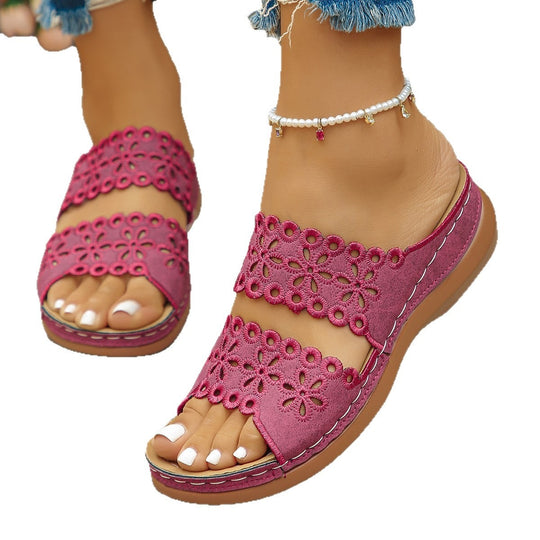 Damen Komfortable Sandalen mit floralen Details EB