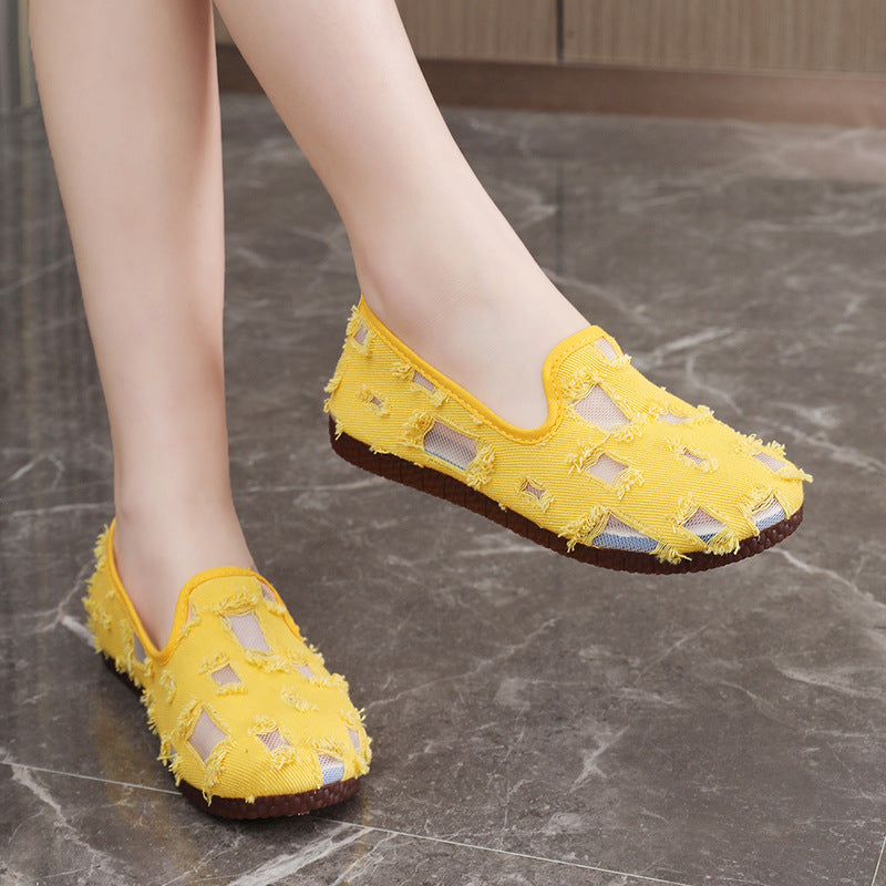 Damen luftige Slip-On Schuhe mit modischem Lochdesign EB
