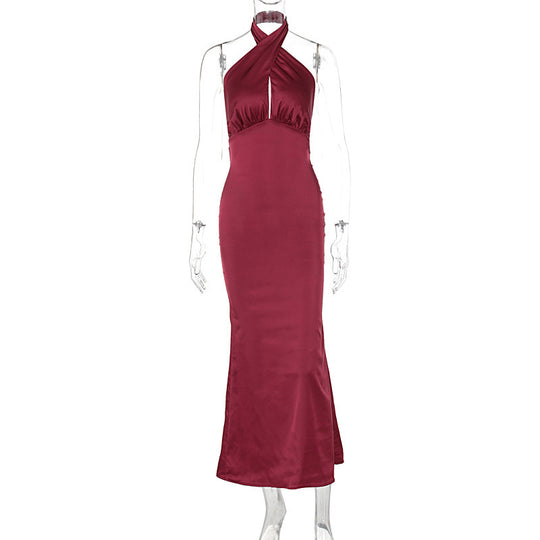 Damen Elegantes Maxikleid mit raffinierter Wickeloptik und schulterfreiem Design EB