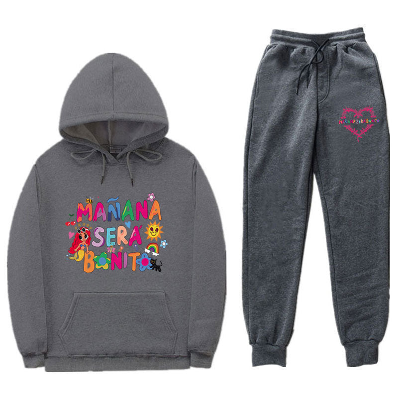 Damen Sweatshirt- und Jogginghose-Set mit buntem Aufdruck EB
