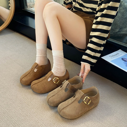 Damen bequeme Clogs mit verstellbarer Schnalle und weichem Obermaterial EB