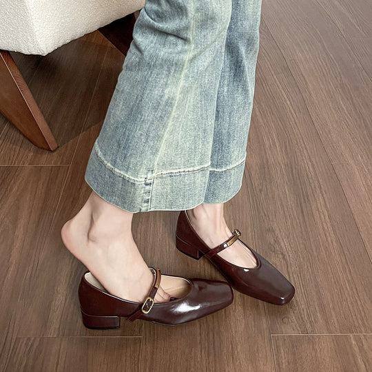 Damen elegante Mary-Jane Schuh mit verstellbarem Riemen EB