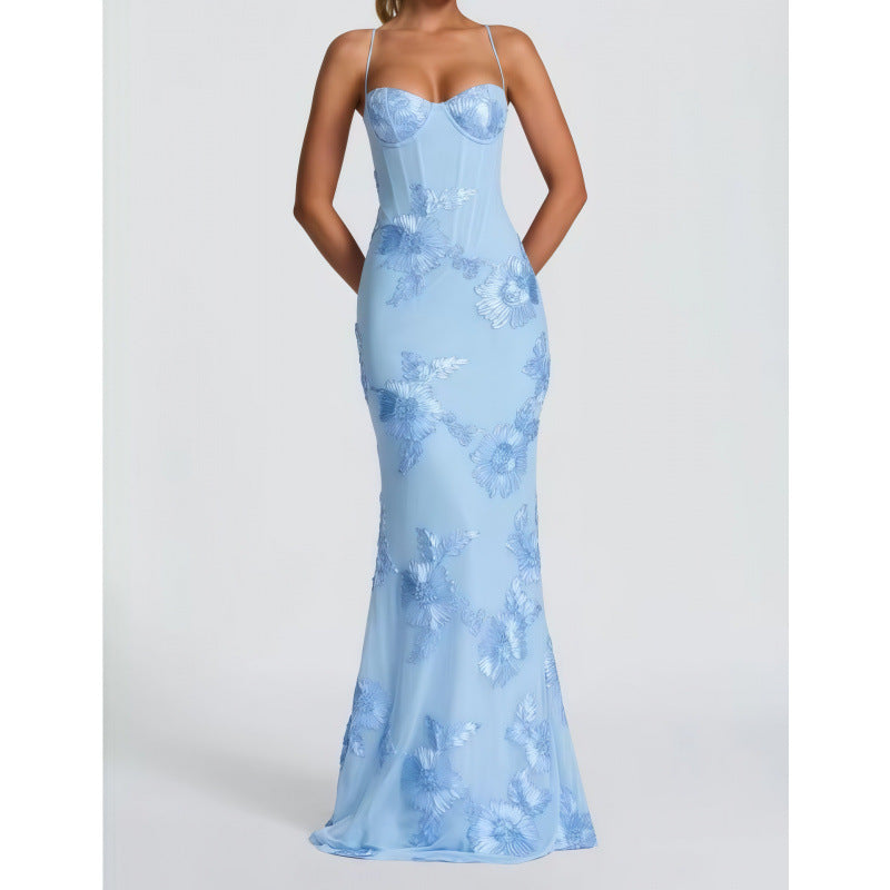 Damen Elegantes Abendkleid mit floralem Spitzenmuster und figurbetontem Schnitt EB