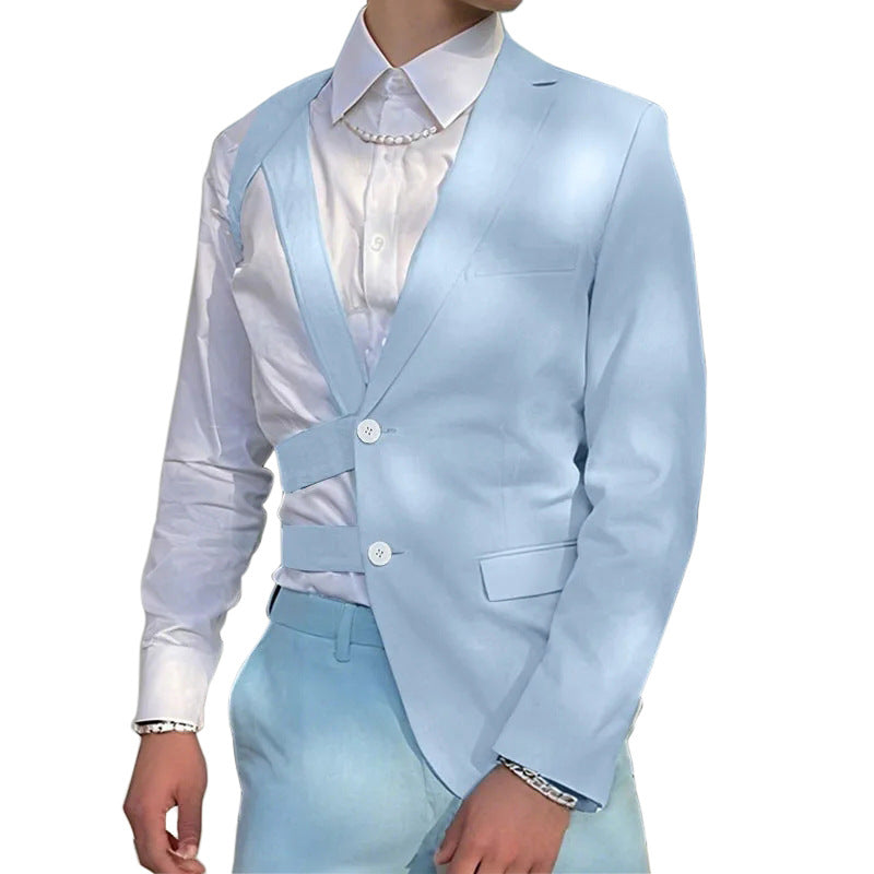 Damen nan asymmetrischer Blazer mit Riemendetails und Reverskragen EB