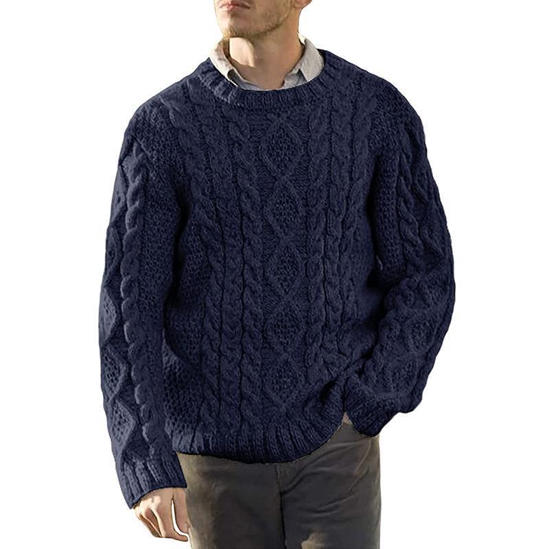 Herren Grobstrickpullover mit klassischem Zopfmuster EB