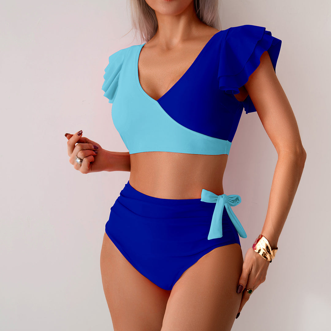 Damen Hochbundiger Bikini mit Rüschendetails EB