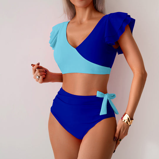 Damen Hochbundiger Bikini mit Rüschendetails EB