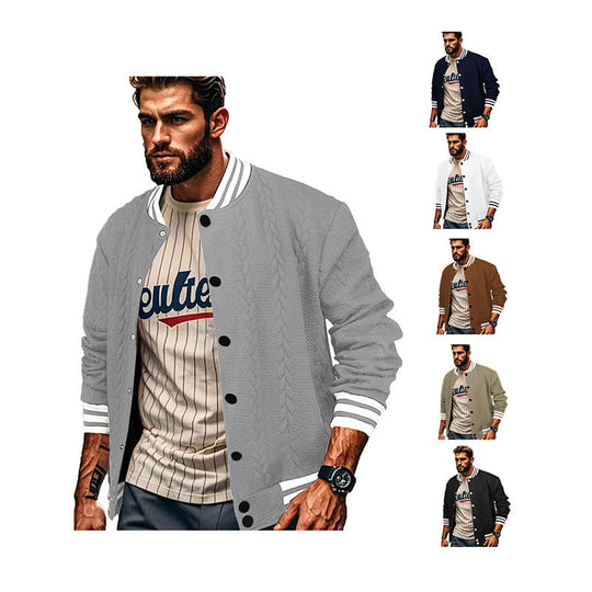 Herren Sportswear-Bomberjacke mit strukturiertem Design und Kontraststreifen EB