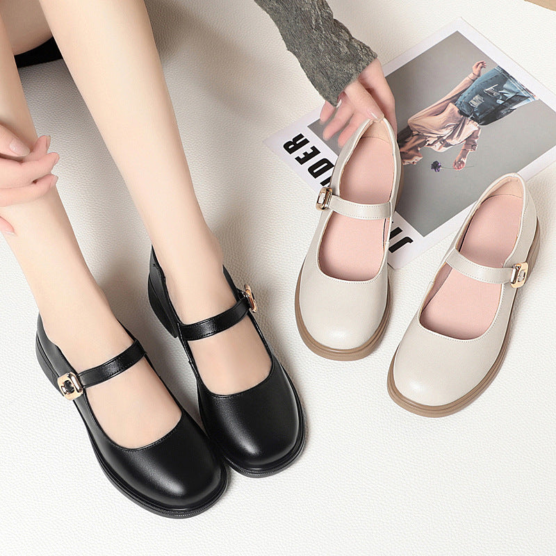 Damen Mary Jane Pumps mit elegantem Riemen und komfortablem Blockabsatz EB
