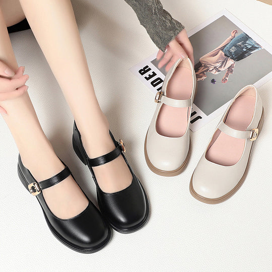 Damen Mary Jane Pumps mit elegantem Riemen und komfortablem Blockabsatz EB
