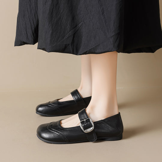 Damen Ballerinas mit verstellbarem Riemen und eleganter Schnalle EB
