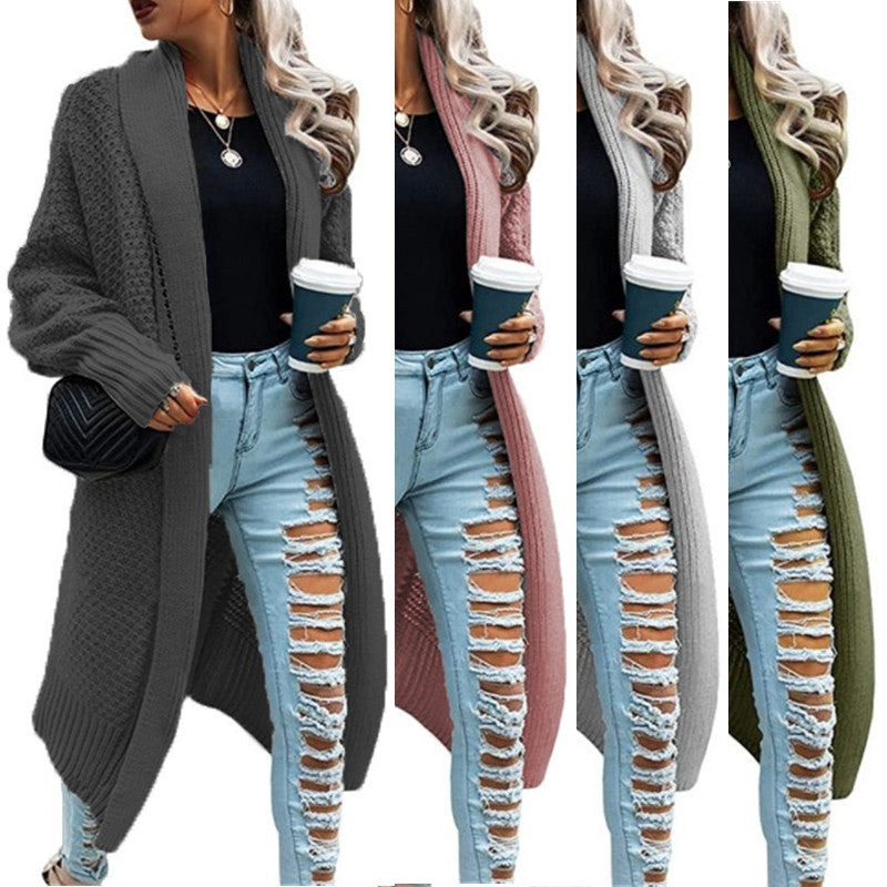 Damen Großer Strickcardigan mit strukturiertem Muster und seitlichem Schnitt EB