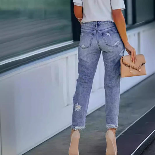 Damen Ripped Jeans im Used-Look EB
