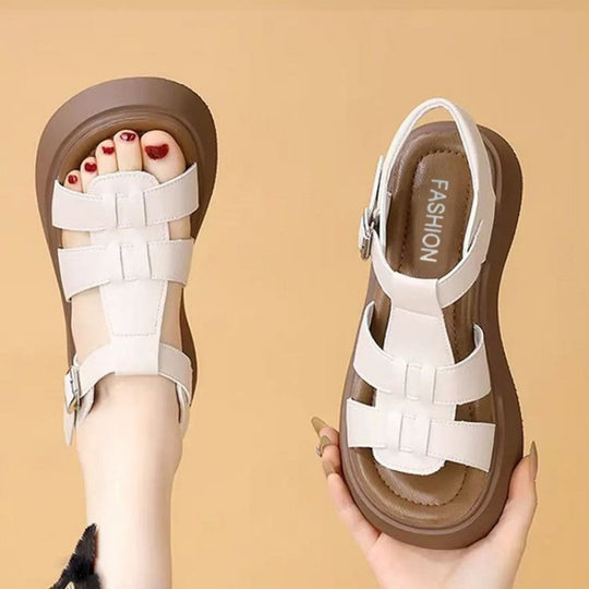 Damen Komfortable Plateau-Sandalen mit verstellbaren Riemen und modischem Design EB