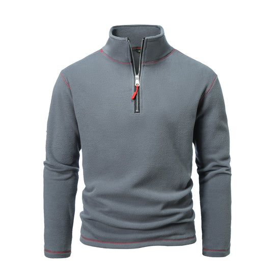 Herren Fleecepullover mit hohem Kragen und halbem Reißverschluss EB