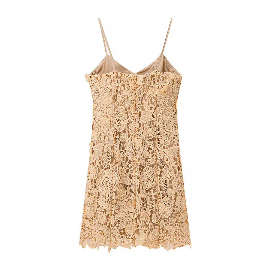 Damen Spitzensommerkleid mit zartem Trägerdesign EB