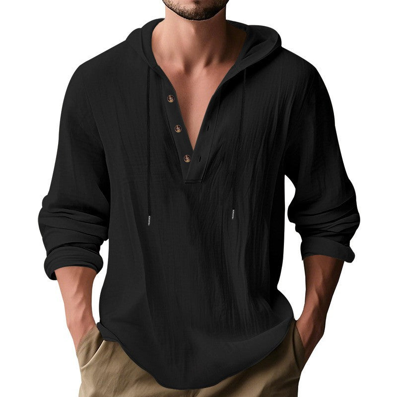 Herren lässiges Langarm-Hoodie mit modischem Knopfdesign und atmungsaktivem Stoff EB