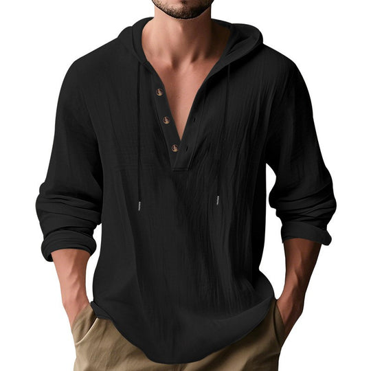 Herren lässiges Langarm-Hoodie mit modischem Knopfdesign und atmungsaktivem Stoff EB