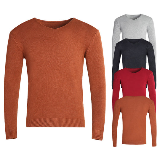 Herren nan feiner V-Ausschnitt-Pullover aus Baumwoll-Merino-Mix mit schmaler Silhouette EB