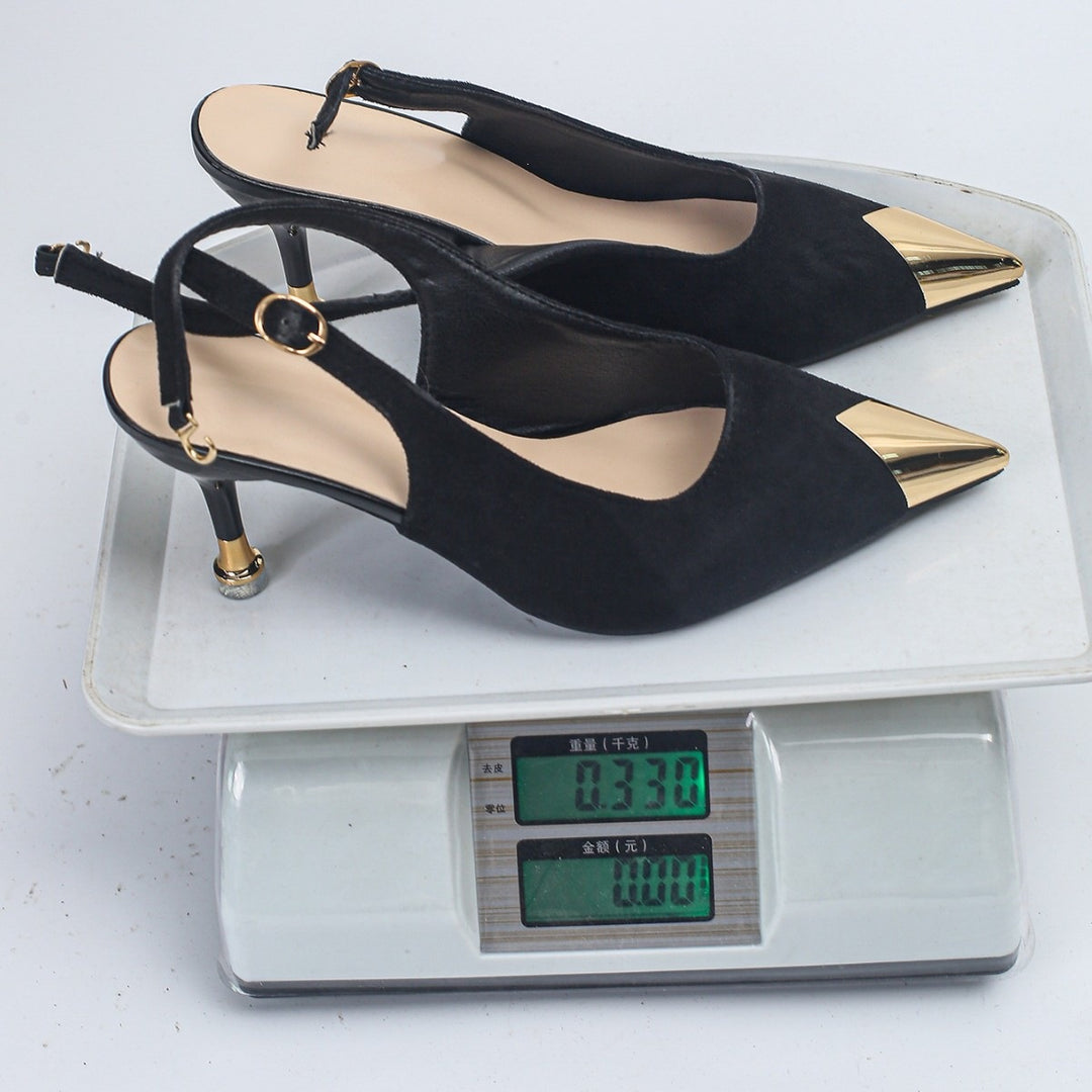 Damen Elegante Slingback Pumps mit metallic Akzenten EB