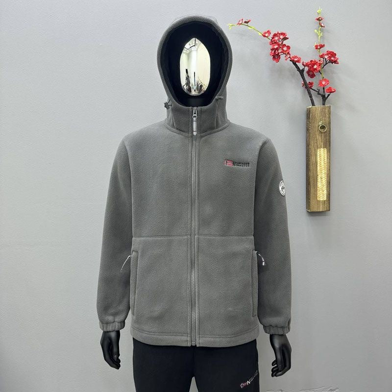 Damen Kapuzen‑Fleecejacke mit ergonomischem Stehkragen, Softshell‑Innenbesatz und Reißverschlusstaschen EB