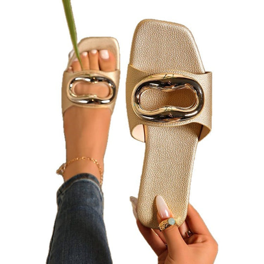 Damen elegante Riemchen-Sandalen mit funkelndem Schmuckelement EB