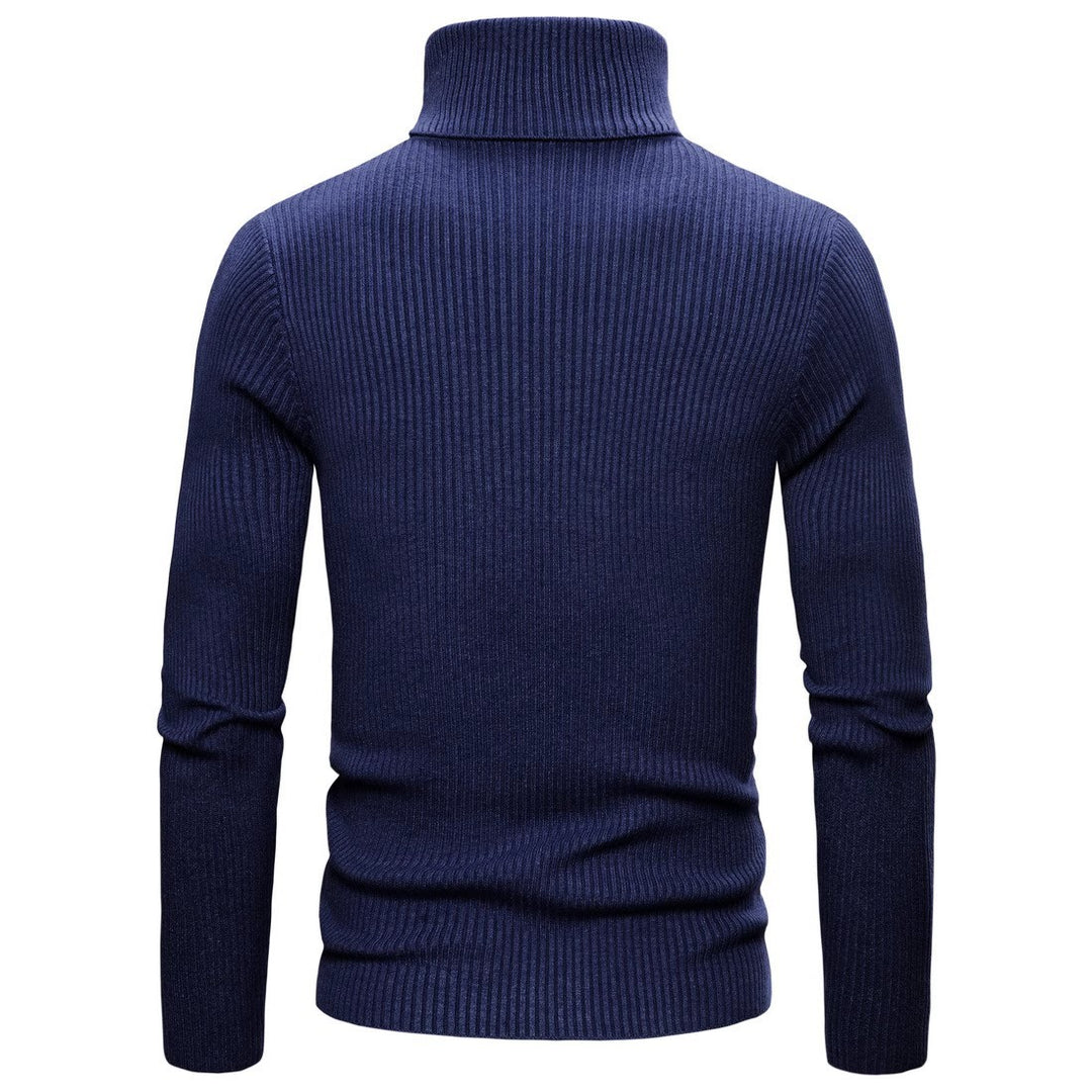 Herren Ripp-Strickpullover mit hohem Kragen und körpernahem Schnitt EB