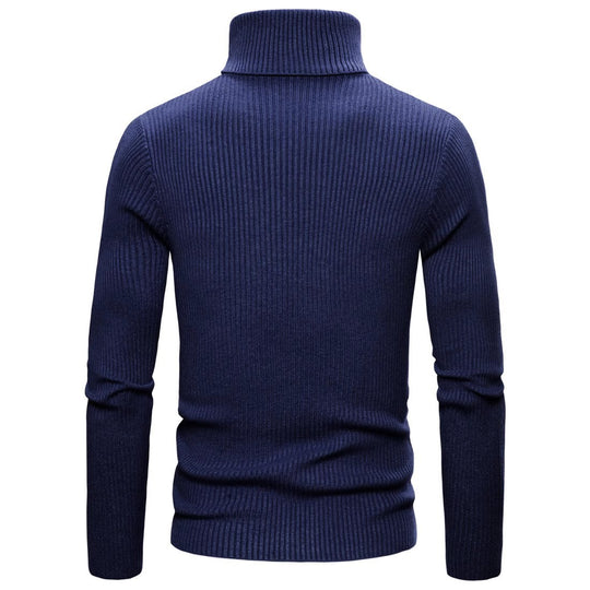 Herren Ripp-Strickpullover mit hohem Kragen und körpernahem Schnitt EB
