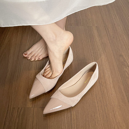 Damen spitze Ballerinas mit elegantem Veloursleder und glänzender Lackeinfassung EB
