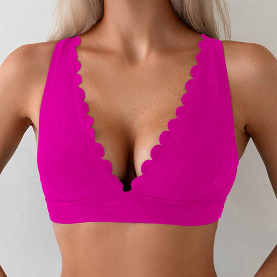 Damen Triangel-Bikinioberteil mit dekorativem Wellenrand EB