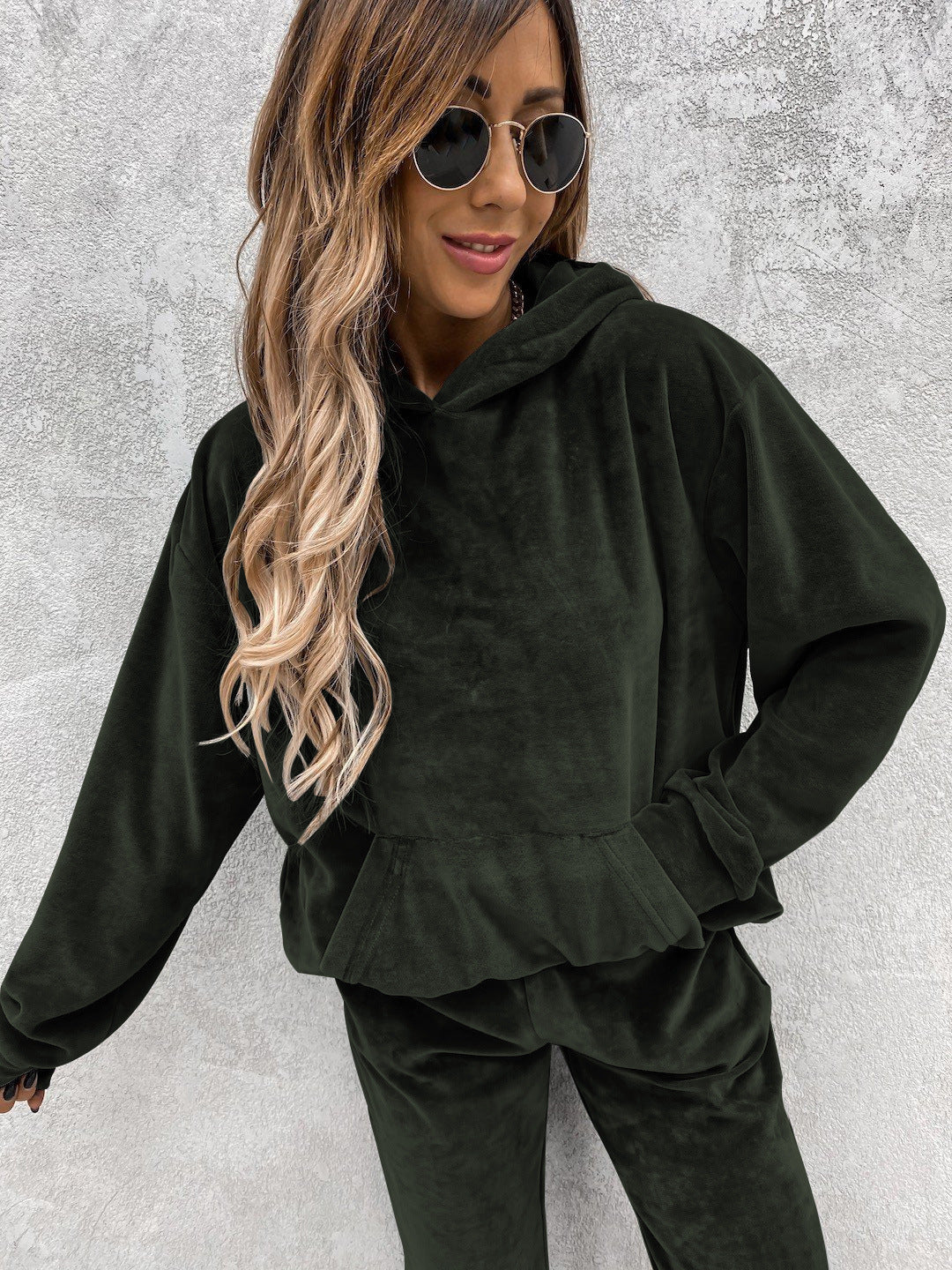 Damen kuscheliges Fleece-Set mit hohem Kragen und elastischen Bündchen EB