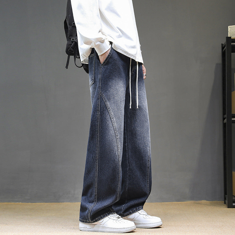 Herren Weitgeschnittene Jeanshose mit elastischem Bund und modernem Design EB