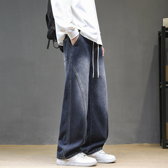 Herren Weitgeschnittene Jeanshose mit elastischem Bund und modernem Design EB