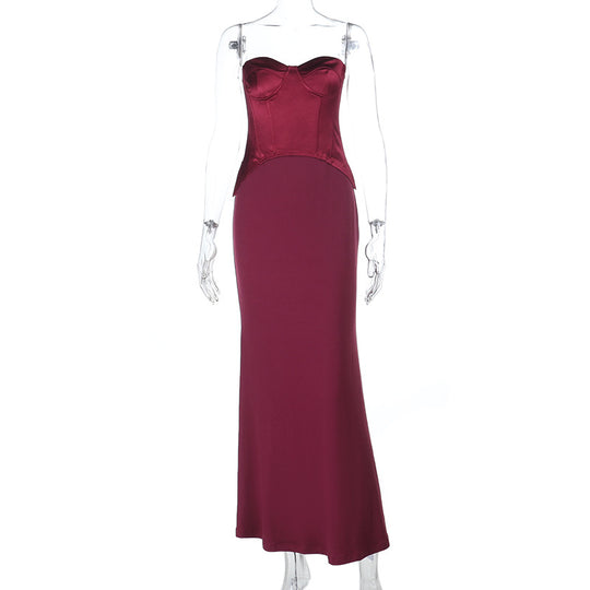 Damen Elegantes Bodenkleid mit strategisch platzierten Schnürdetails EB